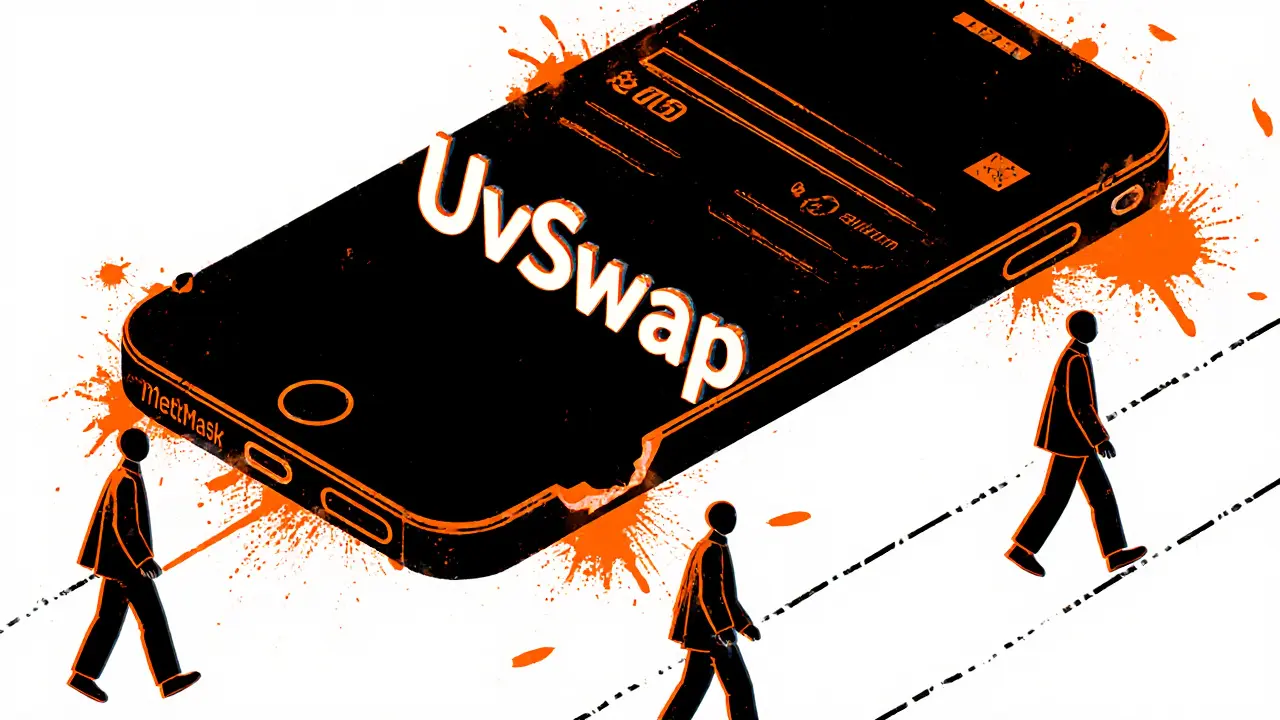An empty UvSwap wallet interface as users walk away toward better alternatives.