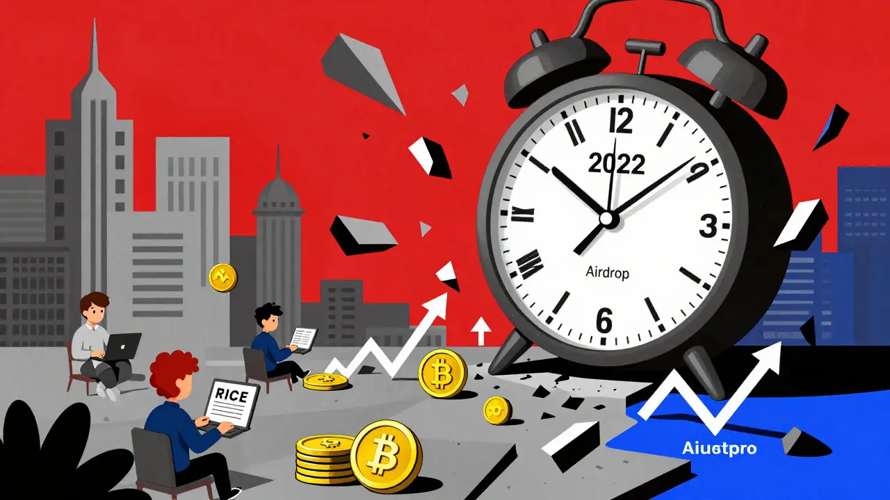 Shattered 2022 airdrop clock revealing a thriving ONUS ecosystem with trading and conversion arrows