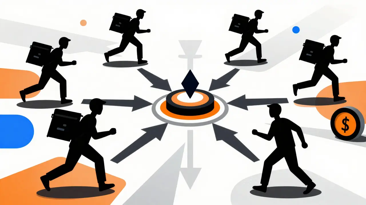 Constructivist art depicting fast gig worker payouts through a network of angular shapes