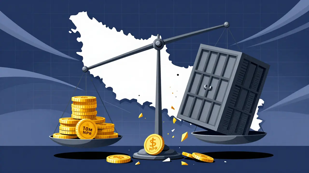 Illustration of a scale balancing money against a prison cell