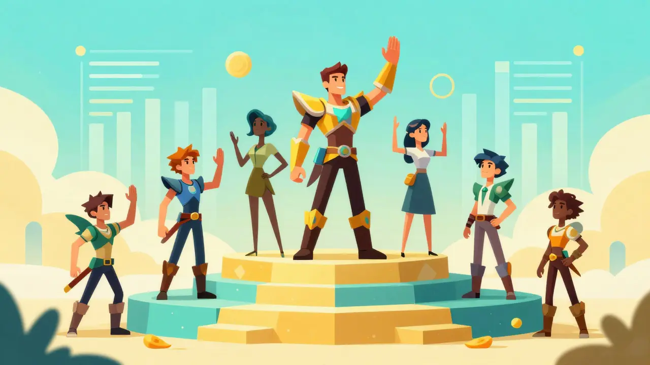 Stylized heroes engaging safely with blockchain game mechanics