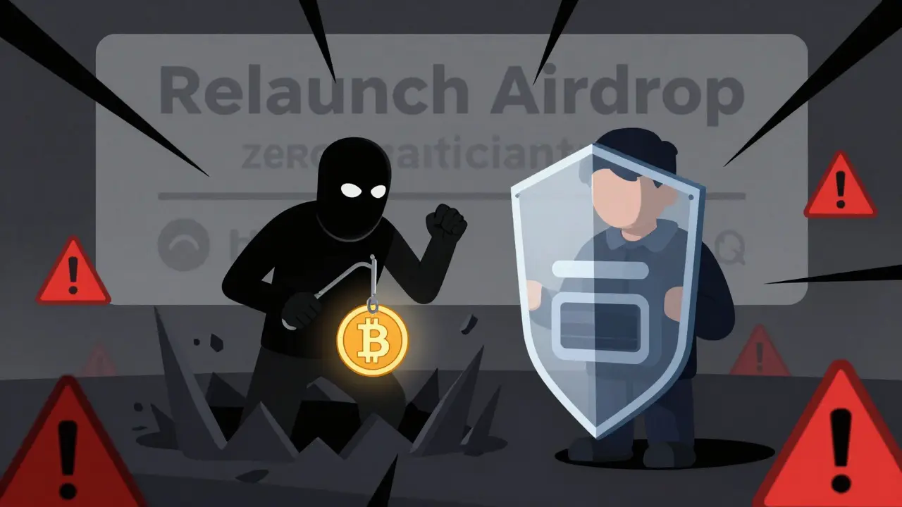 Stylized art showing a user protecting their wallet from phishing scams