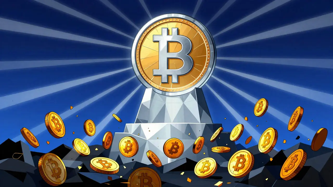 Geometric art showing Digital Ruble suppressing private cryptocurrencies