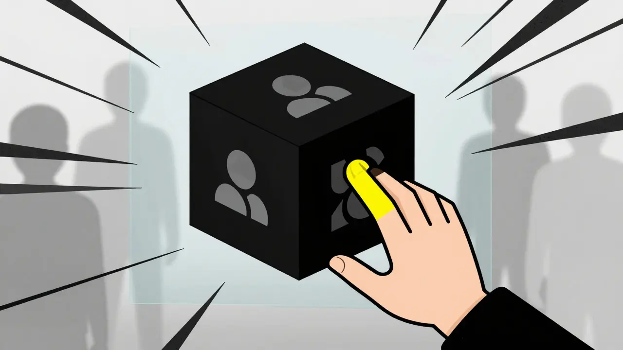Geometric illustration of opaque security and lack of transparency in exchange