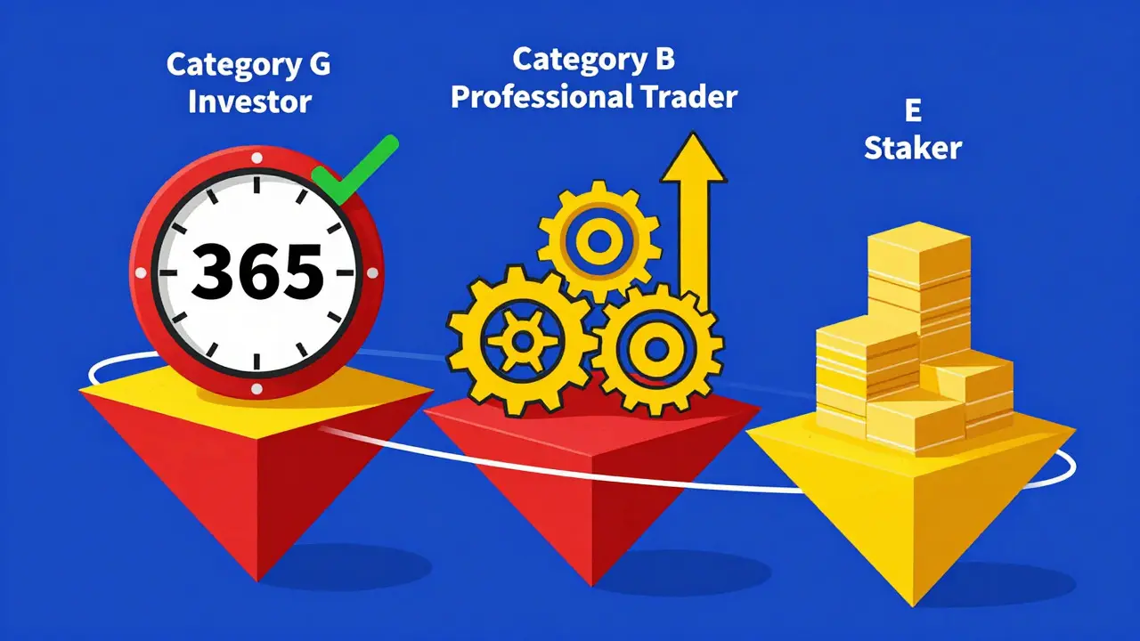 Geometric illustration of Portugal's three crypto tax categories and rates