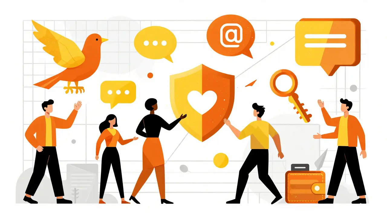 Geometric illustration of social tasks and wallet connections for airdrop
