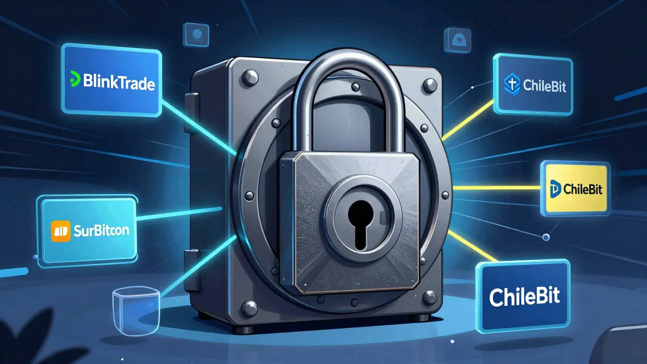 Graphic illustration of secure vault and network connectivity