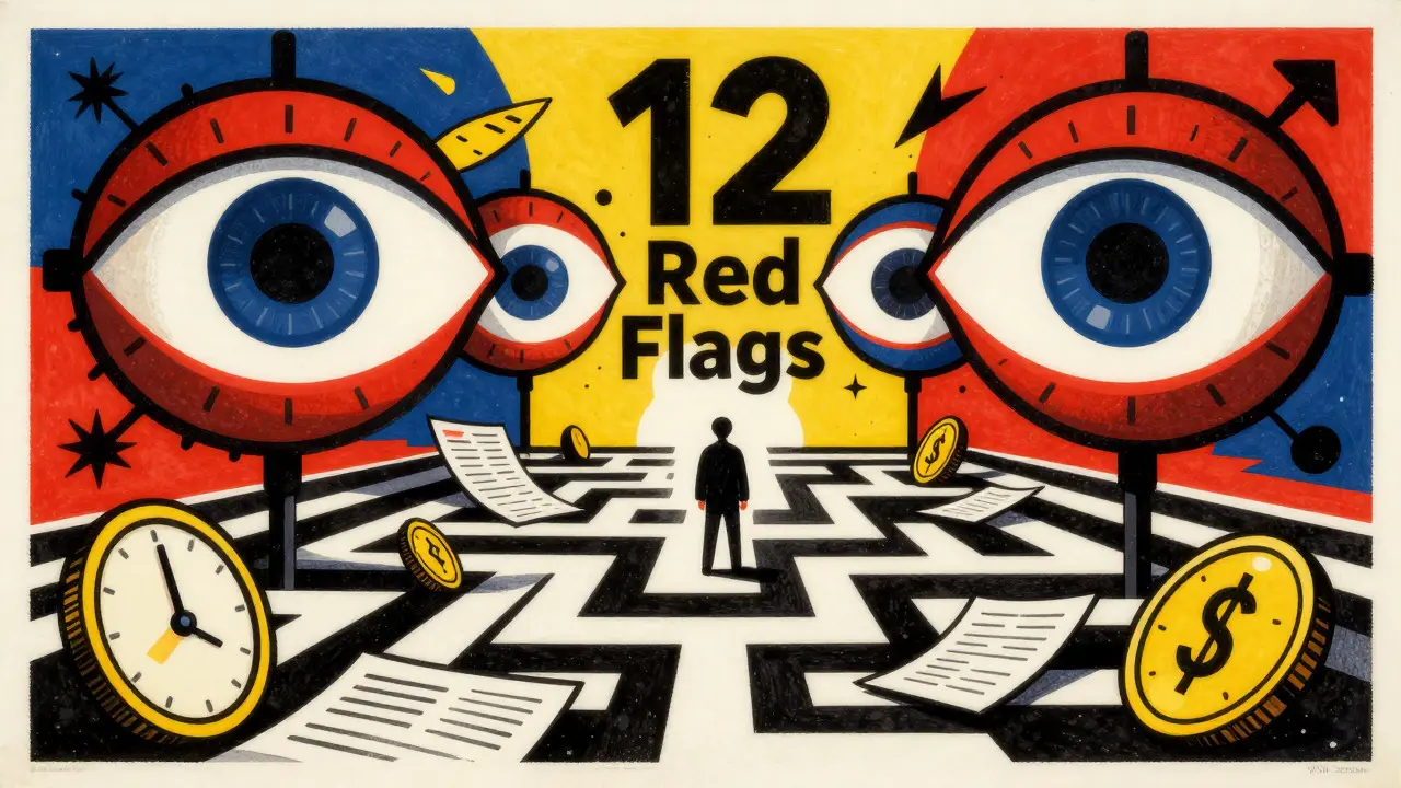 Abstract constructivist art showing banking surveillance red flags