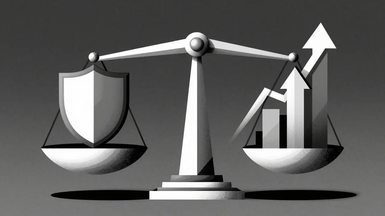 Abstract constructivist style depicting balanced crypto market growth