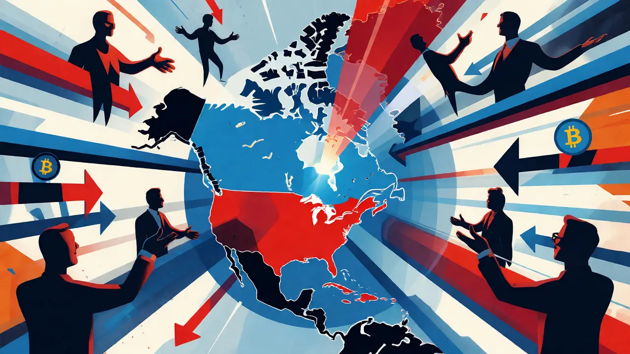 Abstract map showing financial ripples spreading from Toronto to global markets.