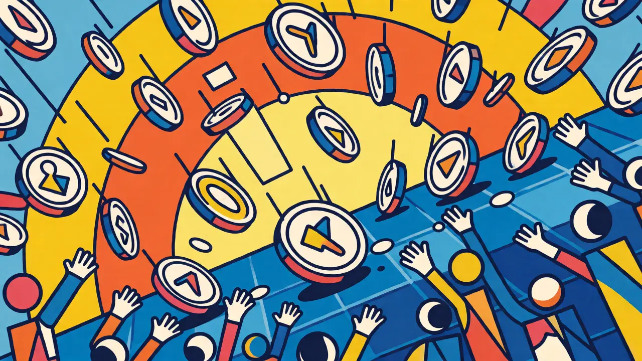 Geometric artwork depicting Coreum token airdrop distribution
